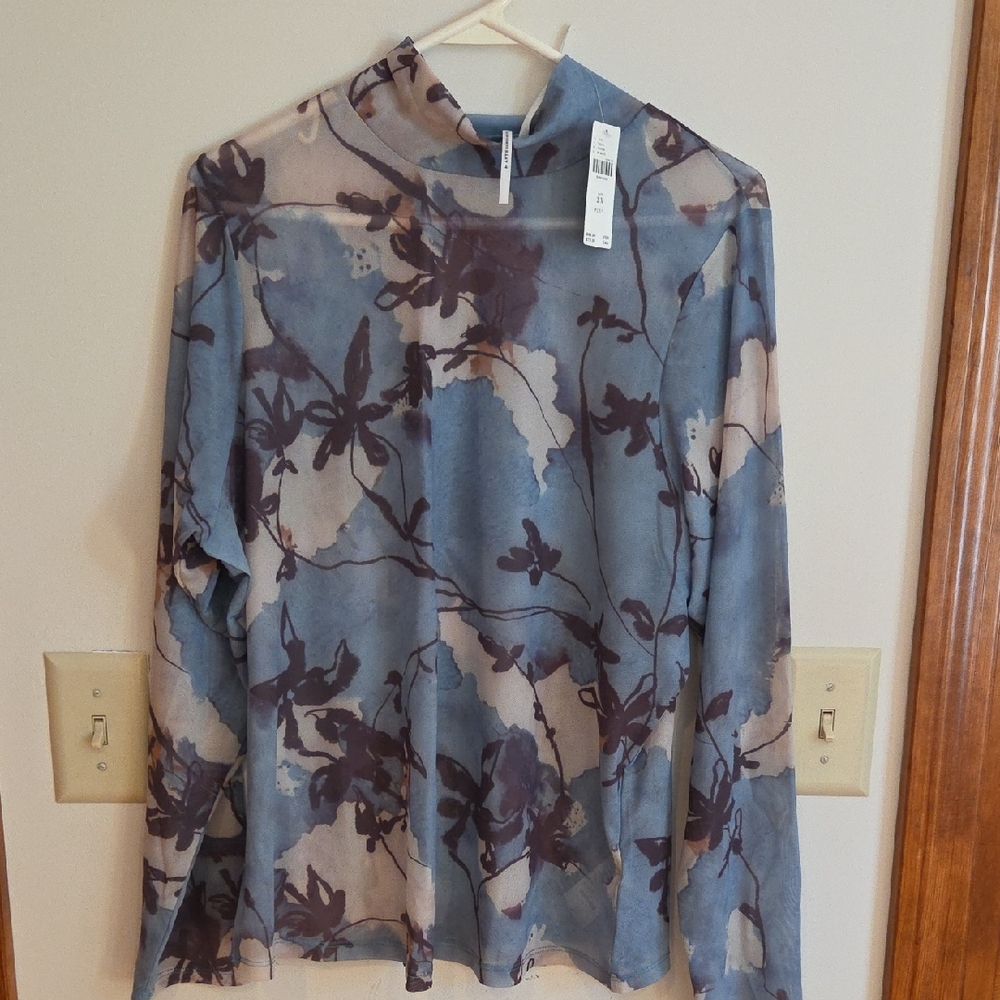 Anthropologie Sheer Top in Blue and Purple